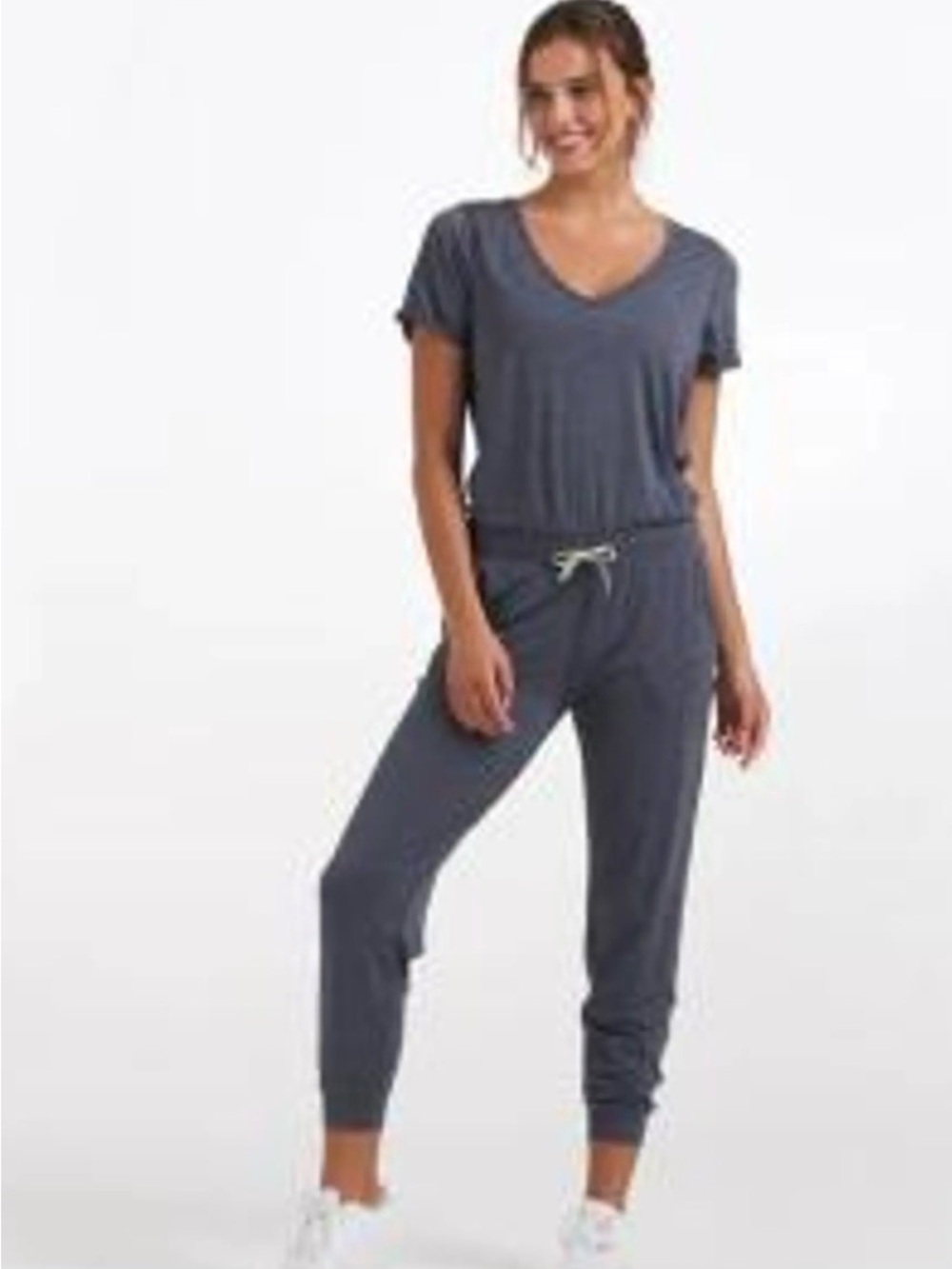 Vuori Charcoal V-Neck Short Sleeve Jumpsuit